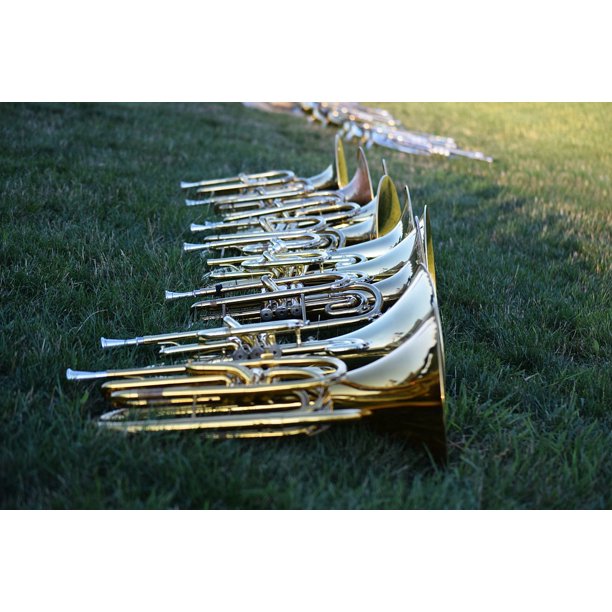 Band Musical Instruments Brass Music Horns20 Inch By 30 Inch Laminated Poster With Bright