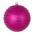 thumbnail image 1 of Vickerman N187770D 4.75 in. Fuchsia Candy Ball Ornament with Glitter Lines  4 per Bag, 1 of 2