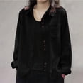 thumbnail image 5 of QIYAGBSA Corduroy Shirts for Women Button Down Long Sleeve Relaxed Fit Casual Overshirt with Pocket for Spring Fall (Black, L), 5 of 8