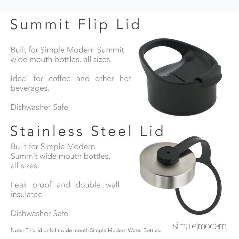 Simple Modern 32 Ounce Summit Water Bottle - Stainless Steel Tumbler Metal  Flask +2 Lids 