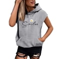 thumbnail image 1 of HUITKMM Chandails pour Femmes Tendance Grande Taille Mode Lettre Sweat à Capuche Manches Courtes Blouse Ample, 1 of 3