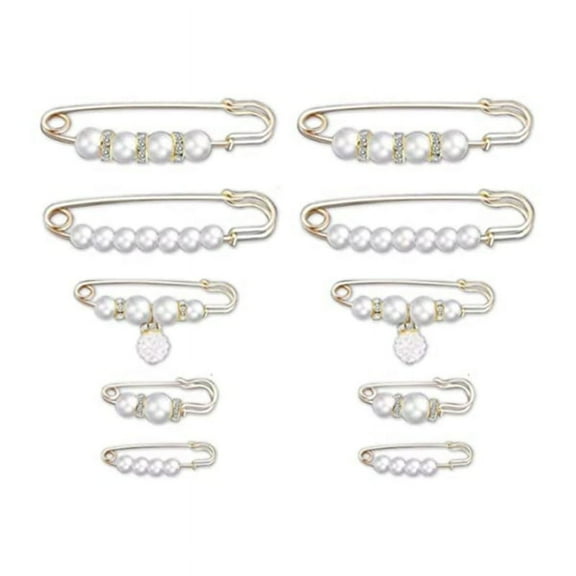 SIEYIO 10 Pcs Pearl Brooch Waist Pants Extender Safety Pins Clothing Dresses Decoration