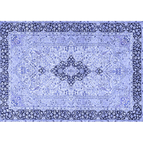 Ahgly Company Indoor Rectangle Medallion Blue Traditional Area Rugs, 6' x 9'