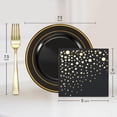 thumbnail image 5 of Stylish 7.5 inch Gold & Black Dessert Plates, Disposable Forks, 5x5 inch Cocktail Napkins, 100 Set, 5 of 6