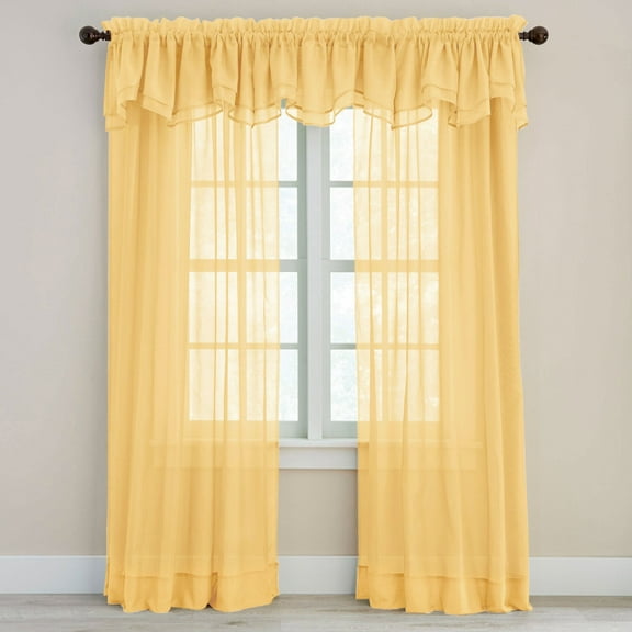 BrylaneHome BH Studio Sheer Voile Layered Valance