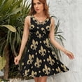 thumbnail image 7 of Gold & Black Fleur De Lis Sleeveless Dress Women Summer Evening Dresses Ladies Sundress, 7 of 7