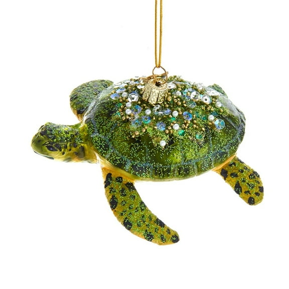 Kurt Adler Noble Gems 4-Inch Sea Turtle Christmas Ornament – Sparkling Hanging Décor