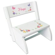 Angle View: Personalized Bright Butterfly Garland White Flip Stool