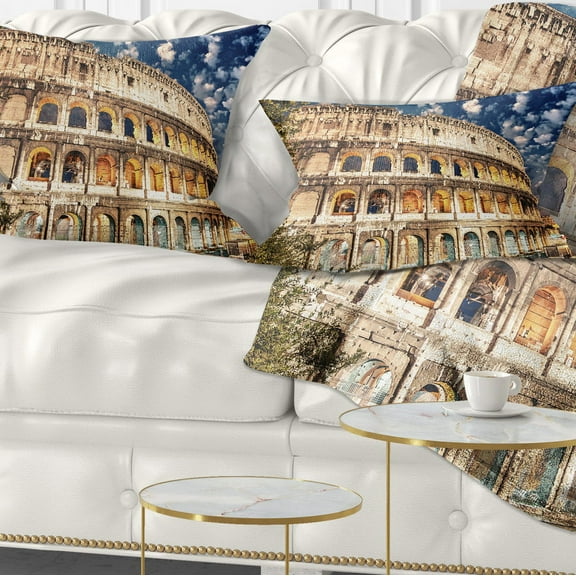Designart Wonderful Coliseum at Dusk - Landscape Printed Throw Pillow - 12x20