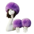 thumbnail image 2 of Conjunto de dos piezas de gorro y puños para otoño e invierno, cálido gorro de piel sintética con puños Mao de imitación de zorro, gorro de comercio exterior, 2 of 5