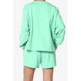 thumbnail image 2 of TheMogan Women's PLUS Cotton Terry Long Sleeve Oversized Top & Drawstring Shorts SET, 2 of 7
