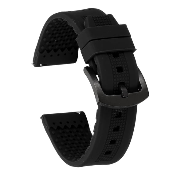 Uxcell Silicone Watch Bands 22mm Width Soft Quick Release Rubber Watch Bands with Black Buckle for Men Women, Black