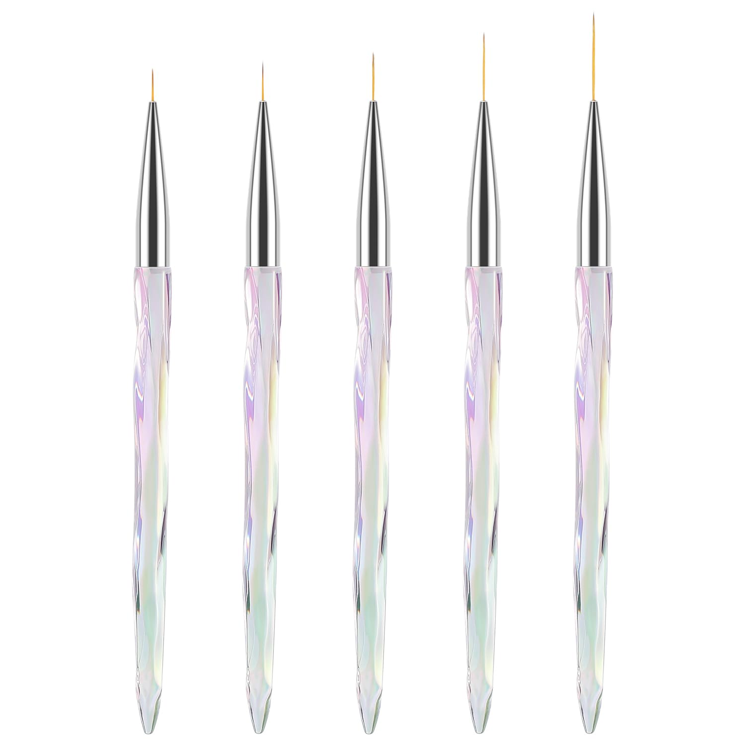 Lokaloka 6er-Set Acryl-Nagelpinsel Mit Blauen Strasssteinen – Für Nagelverlängerung & 3D-Design