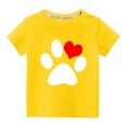 thumbnail image 2 of DDAPJ pyju Toddler Kids Boys Girls Cotton T-shirts Cute Dog Paw Heart Print Short Sleeve Crewneck Tee Tops Funny Graphic Tees Yellow 9 Years, 2 of 4