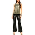 thumbnail image 2 of INSPIRE CHIC Women's Halloween Holographic Shiny Shirt Party Disco Metallic Tank Top for Women XL Golden, 2 of 6