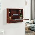 thumbnail image 3 of Gymax Wall Mounted Folding Laptop Desk Hideaway Organizer Storage Space Saver w/Drawer, 3 of 10