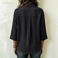 thumbnail image 3 of Gaukiv Womens Shirts Three Quarter Sleeve Collared Blouse Loose Fit Summer Tops Black XL, 3 of 4