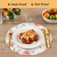 thumbnail image 4 of Peach Round 13 Inch Placemats Set of 6, Spring Floral Green Leaf Botanical Pink Fruit HeatResistant Non Slip Place Mats for Dining Table, Wipeable Braided Kitchen Table Mats for Housewarming, 4 of 9