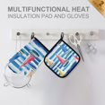 thumbnail image 4 of Yayeee Oven Mitts and Pot Holder Set of 2 Heat Resistant Kitchen Gloves Baking Hot Pad, Green Sailboats, 4 of 5