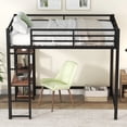 thumbnail image 3 of Gzxs Metal Loft Bed with Built-in Desk and Storage Corner Shelves, Full Size, Black, 3 of 8