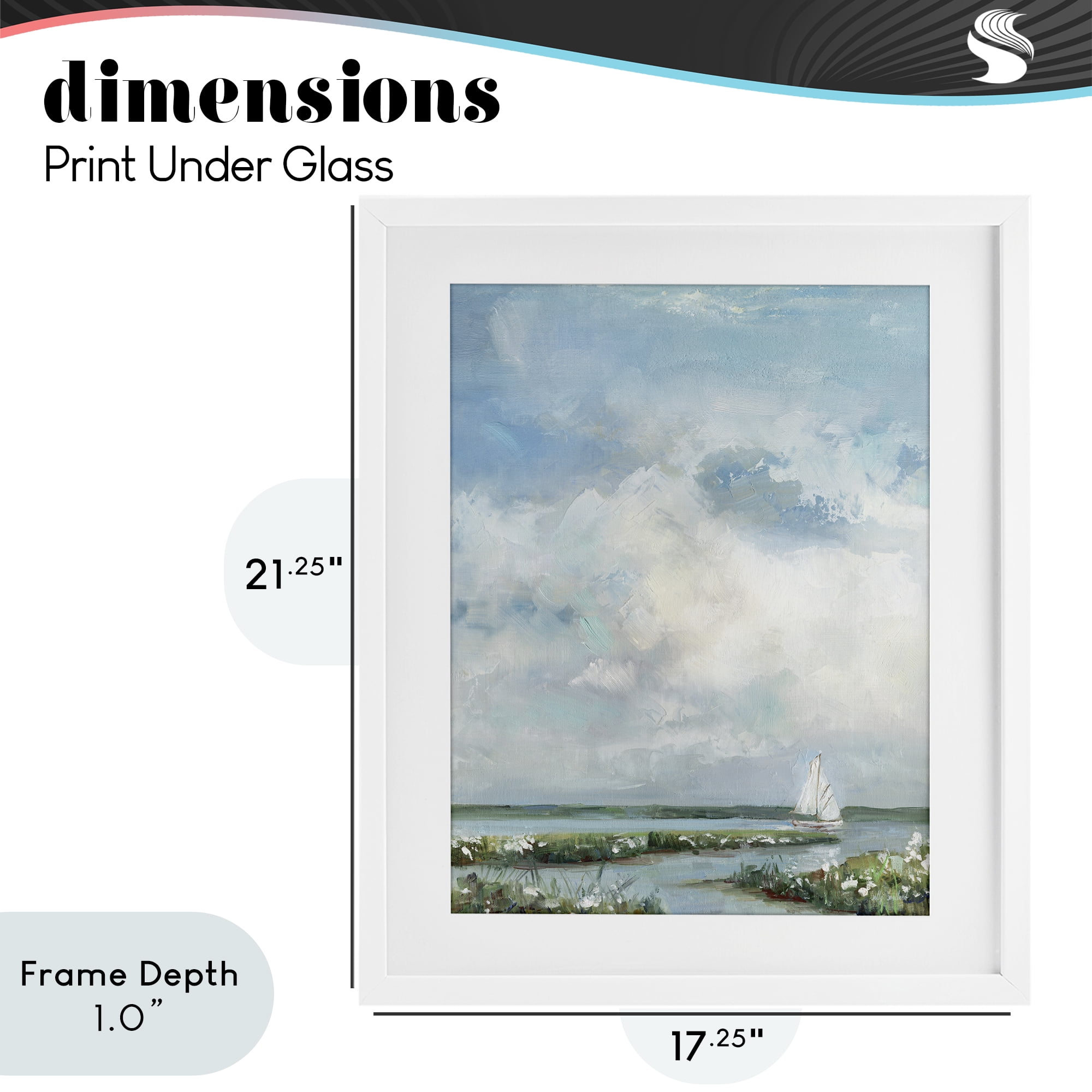 Stupell Industries Sailboat On Summer Marsh White Framed Print Under Glass, design by Sally Swatland