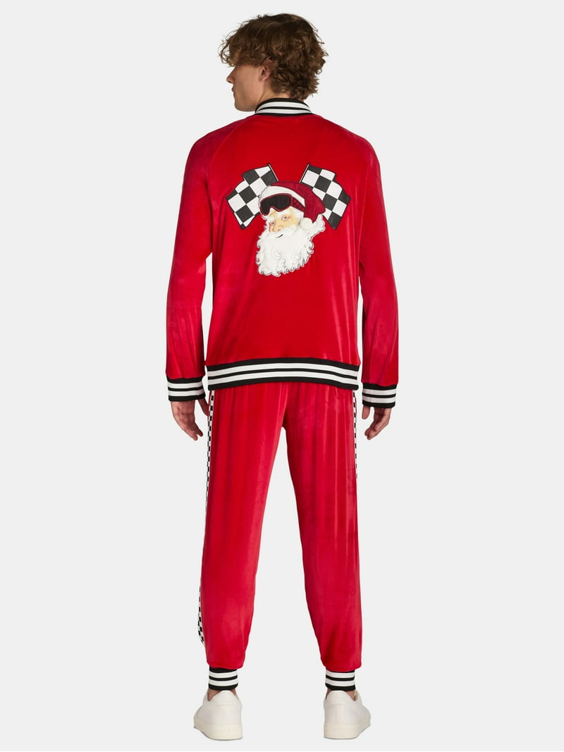 deadstock ENYCE velour sweatsuit XXXL 赤白 Jolly Knits Men's and Big Men's Velour Christmas Tracksuit