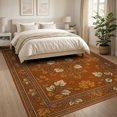 thumbnail image 3 of ODIKA 8'x10' Washable Area Rug Vinyl Orange Seasonal Motif Decorative Scrolling Frame Bedside for Dining Room, Large Office, Lounge, Non-Slip Chair-Friendly Mat, 3 of 7