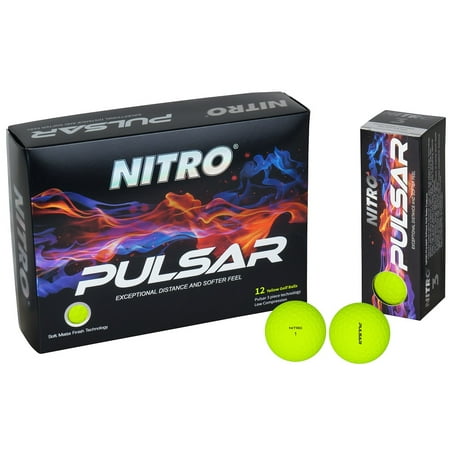 Nitro Golf Pulsar Golf Balls, Yellow, 12 Pack