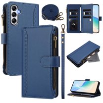 PU Leather Magnetic Snap Flip Zipper Strap Wallet Phone Case Fit for Samsung Galaxy A54 5G