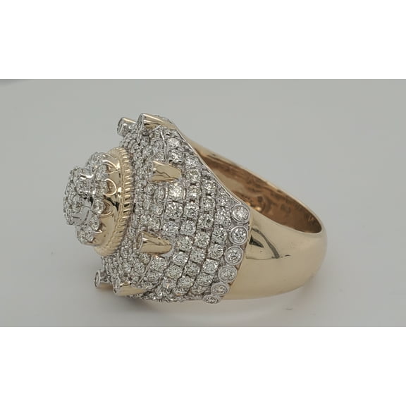 14k Gold Huge Men's Domed Diamond Ring 4ct 14.7g GORGEOUS Statement Ring