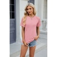 thumbnail image 2 of Anbech Women's Lace Splicing Blouse Shirt Splice Short Sleeve Loose Casual Bright Solid Color Tops, 2 of 9
