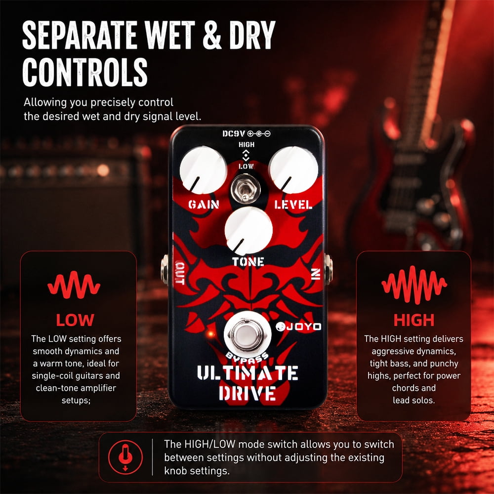 JOYO JF-02 Ultimate Drive Overdrive Distortion Effect Pedal TrueBypass for Electric Guitar