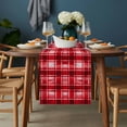 thumbnail image 2 of Red Plaid Table Runner - 48 Inch Long, Kitchen Dining Table Runner Dresser Scarves, Modern Art Checkered Farmhouse Farmhouse Decor for Coffee Tables Wedding Party Banquet, 2 of 8