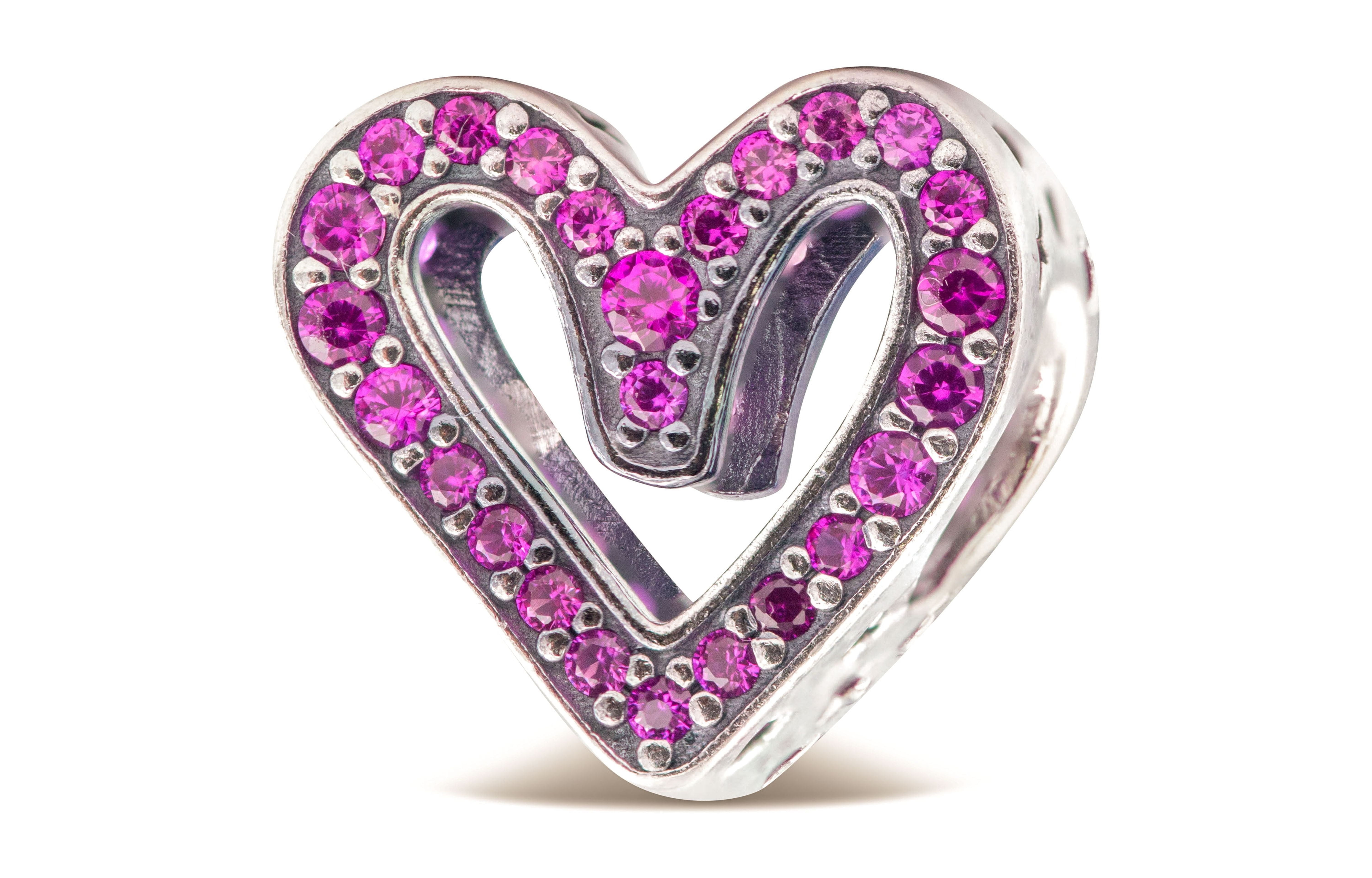 Pandora Sparkling Ruby Red Freehand Heart Charm