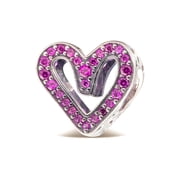 Pandora Sparkling Ruby Red Freehand Heart Charm