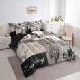 thumbnail image 3 of Homewish Rustic Horse Animal Bedding Comforter Set 7pcs, Hippie Sheep Skeleton King Bedding Sets, Wheat Southwestern Reversible Bed Sheets, Breathable Home Decor, 3 of 7