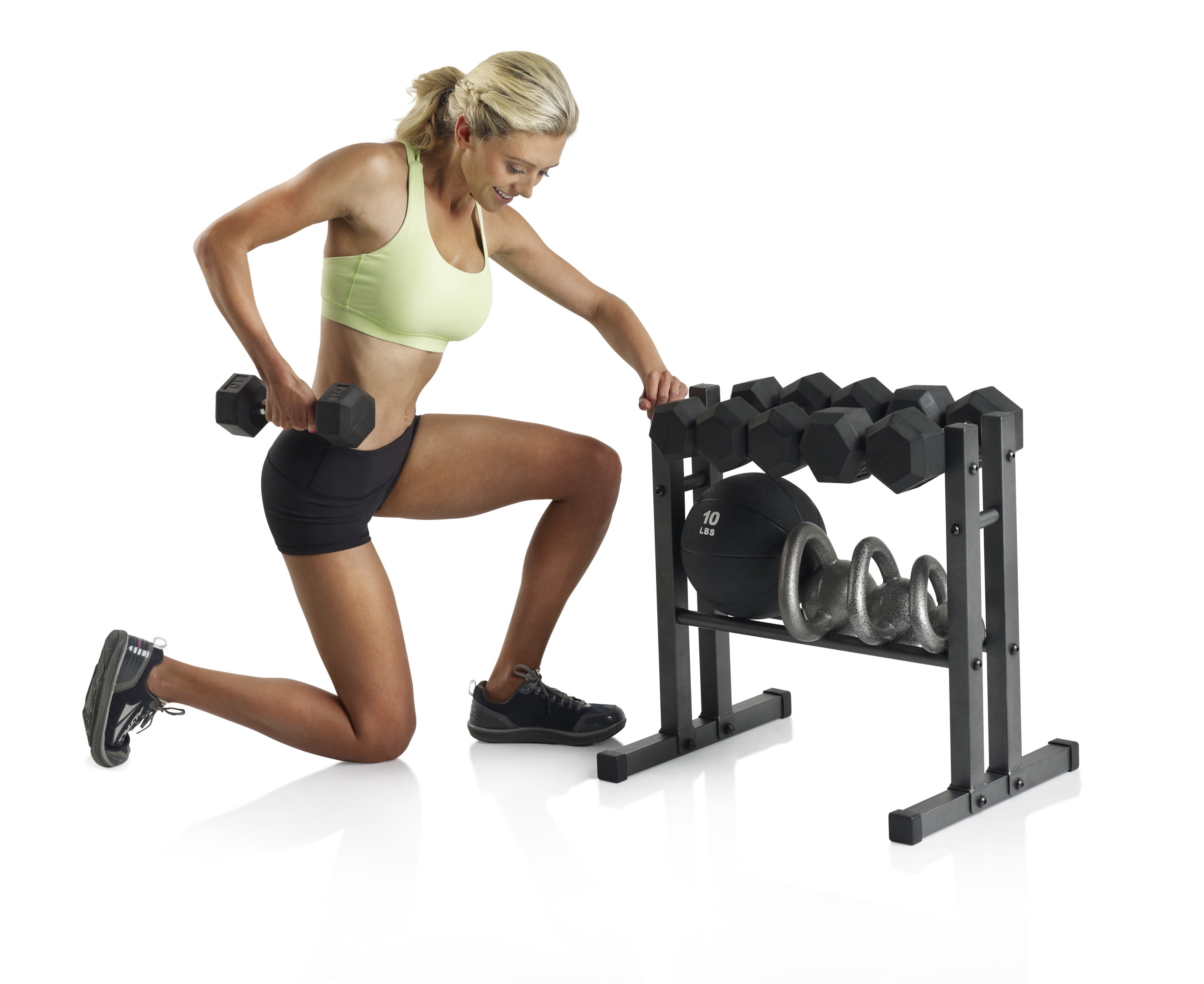 Weider Two-Tier Utility Rack for Dumbbell, Kettlebell, and Medicine Ball Storage