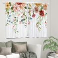 thumbnail image 3 of Farmhouse Watercolor Flower Kitchen Curtains, Rustic Wooden Colorful Floral for Bathroom Dining Room Window Curtains Small Short Boho Wildflower Cafe Window Treatment Tiers Drapes 27.5x39 Inch, 3 of 4