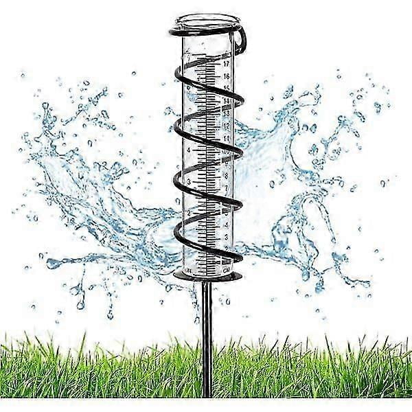 5/7 Inch Glass Rain Gauge for Outdoor Yard & Garden, Easy-to-Read Glass Tube with Metal Stake