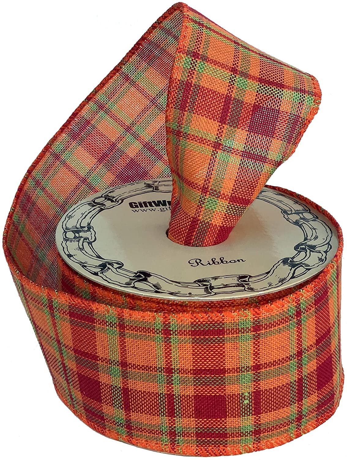 FALL PLAIDS 2 1/2" WIRE RIBBON 5  YARDS,CRAFTS,BOWS,WREATHS 