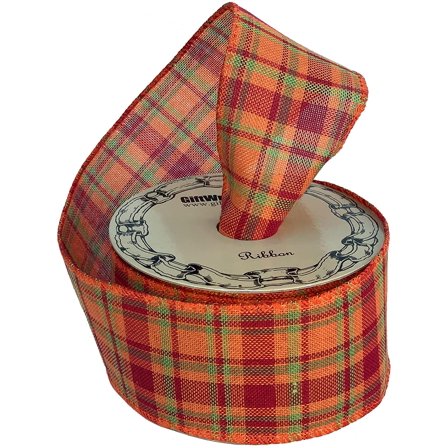 Fall Cider Plaid Wired Ribbon - 2 1/2" x 10 Yards, Fall Plaid, Wreath, Autumn Decor, Halloween, Thanksgiving, Christmas