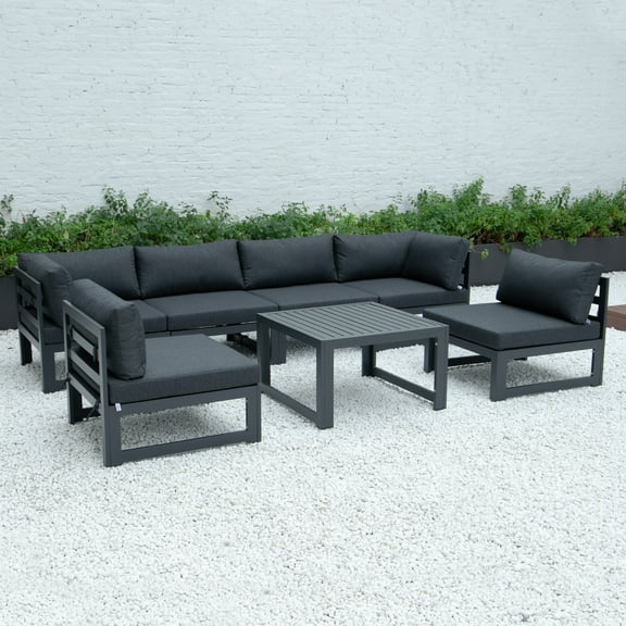 Outdoor Patio Sectional Set 7 Piece Weather Resistant Furniture with Coffee Table