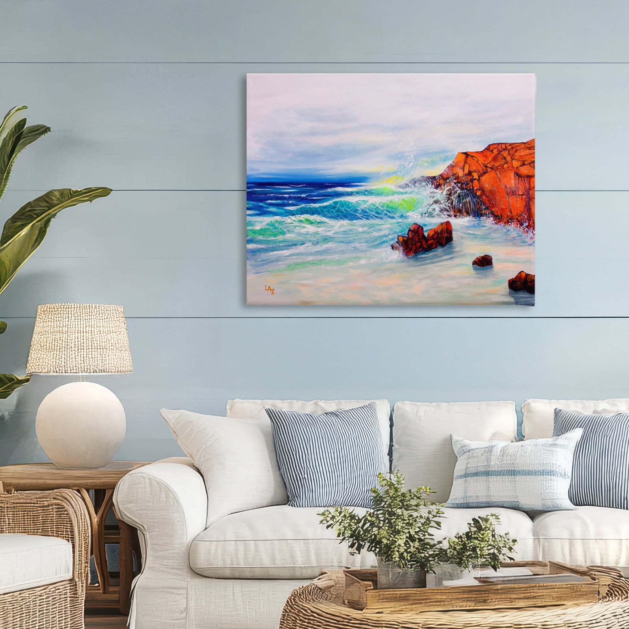 Stupell Industries Deep Blue Rocky Beach Canvas Wall Art, design by Lee Ann Zirbes