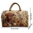 thumbnail image 3 of Taicans 18 Inch Highland Cow Handbag Embroidered Quilted Travel Tote for Everyday Use,Shopping or Weekend Getaways,Cute Floral Accent Design,Lightweight Polyester,Unique Gift for Farm Pet Lovers, 3 of 8