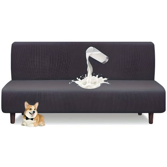 AUQ 2026 New Armless Futon Cover Stretch Sofa Bed Slipcover Protector Elastic High Stretch Waterproof Jacquard Fabric Futon Cover for Futons, Sofa Beds, Living Room, Guest Rooms, Home Decor