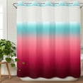 thumbnail image 3 of Teal Pimk Ombre No Hook Shower Curtain Waterproof,Bathroom Curtains with Snap in Liners and See Through Top Window,Modern Geometric Striped Abstract Art Hotel Style Bathtub Curtains Shower 72"Wx72"L, 3 of 8