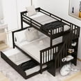 thumbnail image 2 of Stairway Bunk Bed with 3 Drawers, Storage Space and Guard Rails, Twin Over Full Bedroom Bed Frame for Bedroom, Dorm, for Family,Teens, No Box Spring Needed,Expresso, 2 of 7