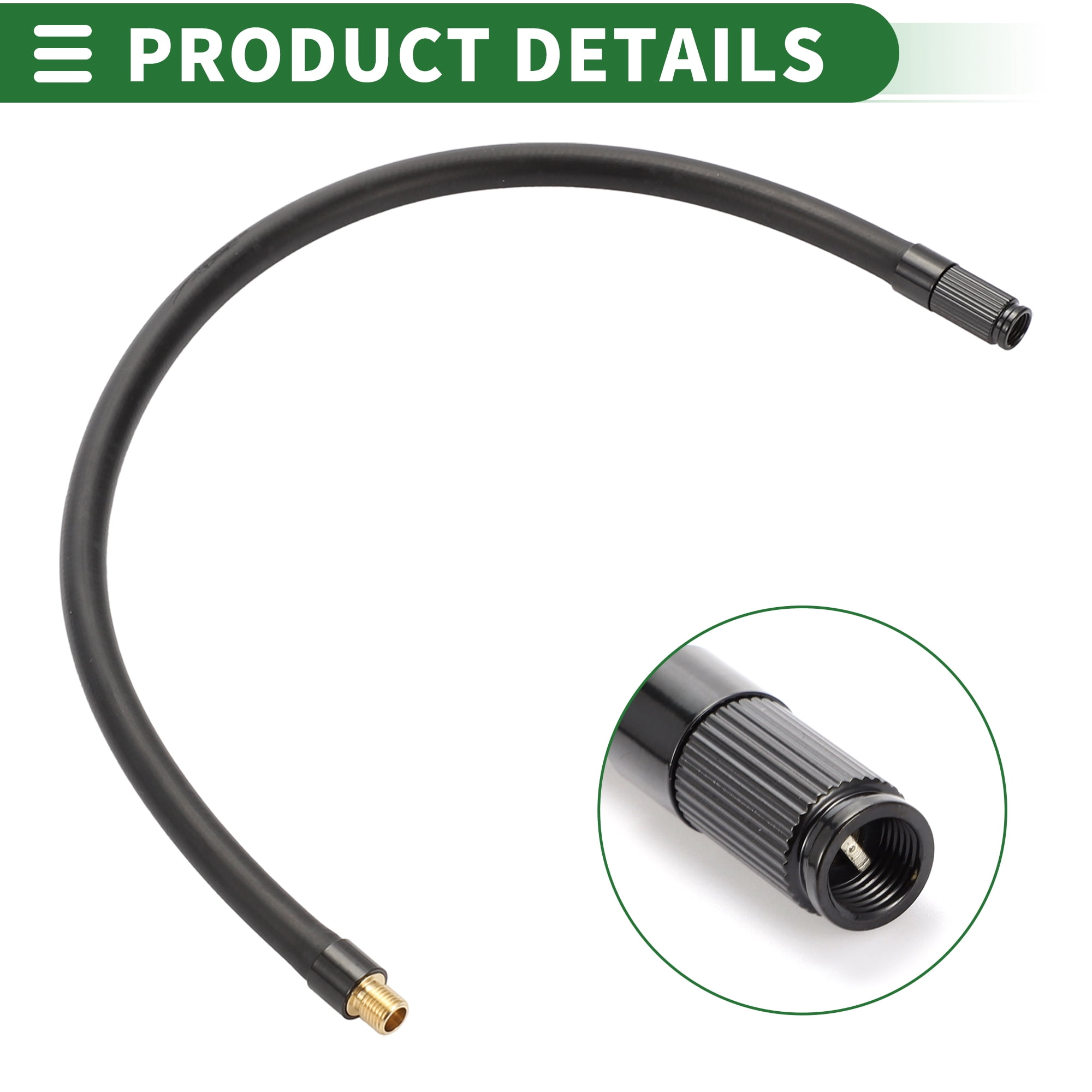 Unique Bargains Tire Inflator Extension Tube Air Pump Hose Adapter 15.75inch Rubber