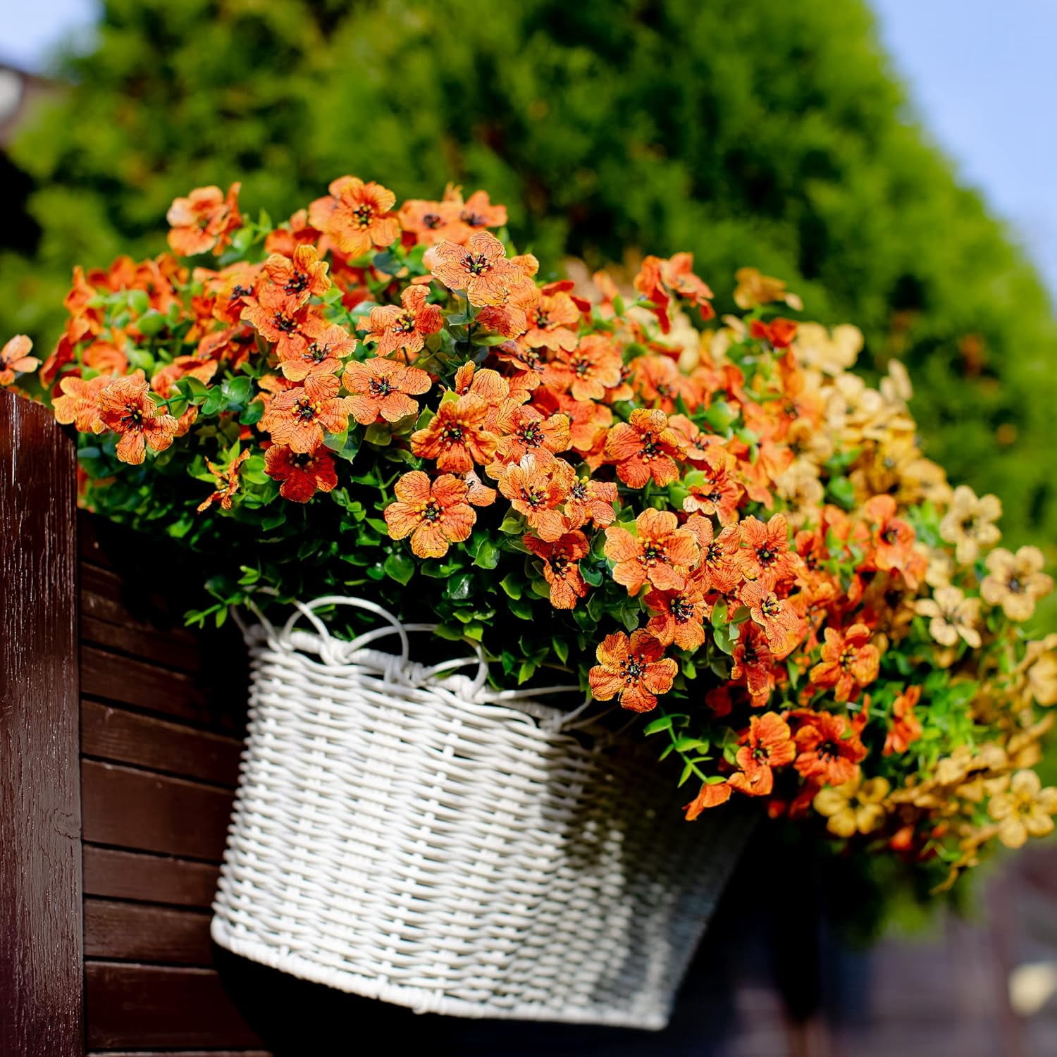 Artificial Flowers for Outdoors, 12 Bundles Artificial Plants & Flowers Outdoor, UV Resistant Faux Flowers Outdoor Fake Flowers for Outside Porch Window Box Decoration