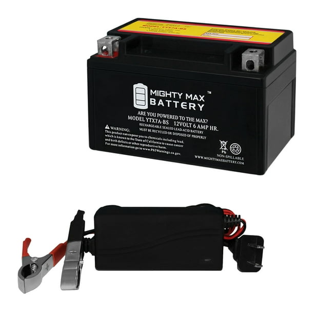 YTX7A-BS Battery Remplace SYM Attila 125 1999-2000 + Chargeur 12V 1Amp
